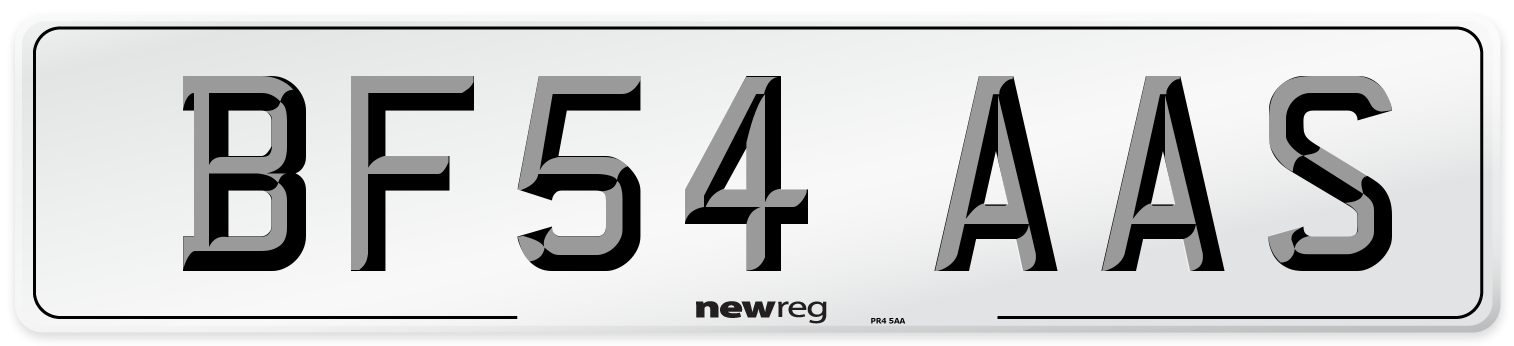 BF54 AAS Number Plate from New Reg